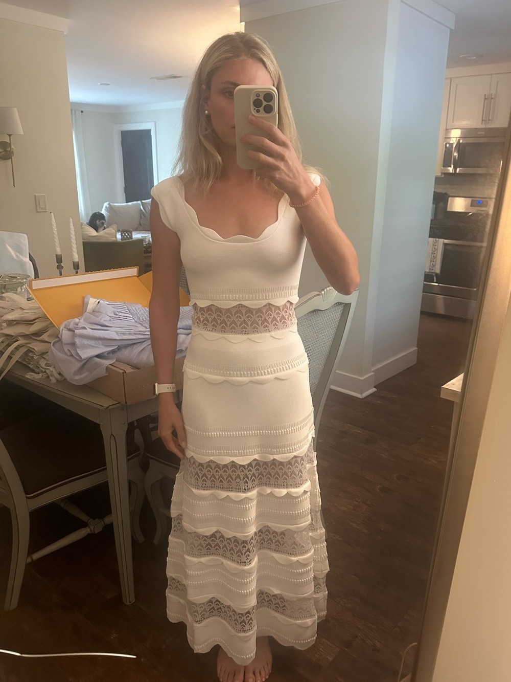 Alexis White Eyelet Lace Midi Dress